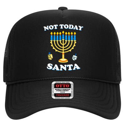 Funny Hanukkah Not Today Santa Jewish Chanukah  High Crown Mesh Back Trucker Hat