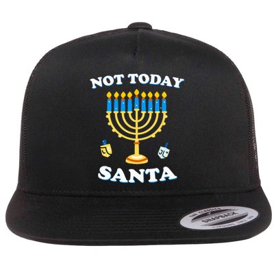 Funny Hanukkah Not Today Santa Jewish Chanukah  Flat Bill Trucker Hat