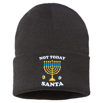 Funny Hanukkah Not Today Santa Jewish Chanukah  Sustainable Knit Beanie