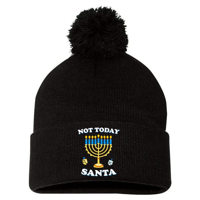 Funny Hanukkah Not Today Santa Jewish Chanukah  Pom Pom 12in Knit Beanie