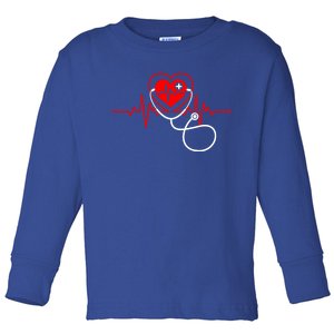 Funny Heartbeats Nurse Love Stethoscope Nursing Medical Gift Toddler Long Sleeve Shirt