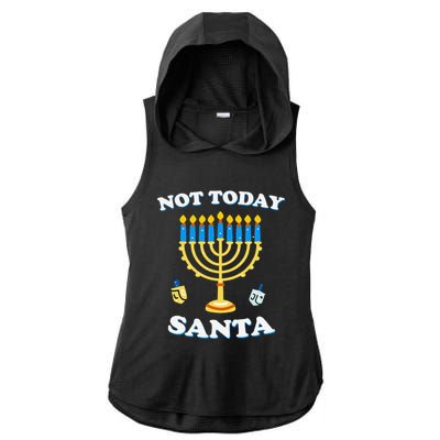 Funny Hanukkah Not Today Santa Jewish Chanukah Ladies PosiCharge Tri-Blend Wicking Draft Hoodie Tank