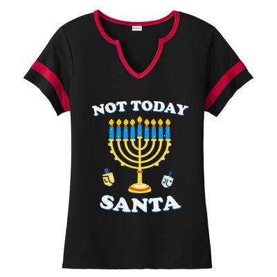 Funny Hanukkah Not Today Santa Jewish Chanukah Ladies Halftime Notch Neck Tee