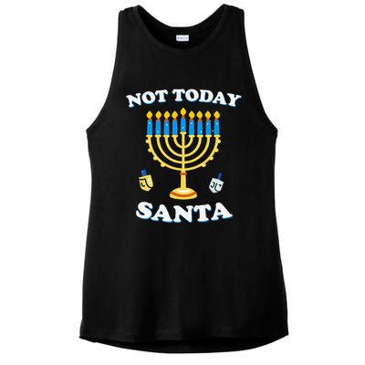 Funny Hanukkah Not Today Santa Jewish Chanukah Ladies PosiCharge Tri-Blend Wicking Tank