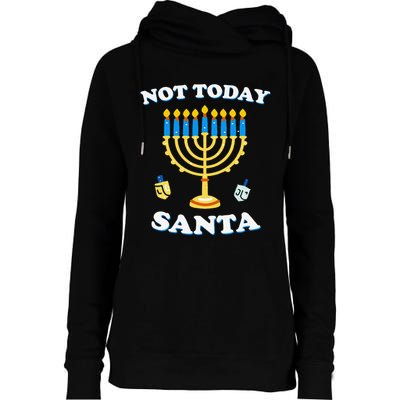 Funny Hanukkah Not Today Santa Jewish Chanukah Womens Funnel Neck Pullover Hood