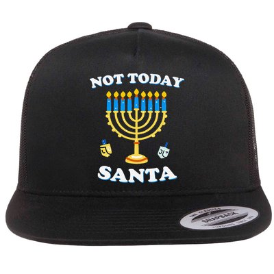 Funny Hanukkah Not Today Santa Jewish Chanukah Flat Bill Trucker Hat