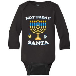 Funny Hanukkah Not Today Santa Jewish Chanukah Baby Long Sleeve Bodysuit