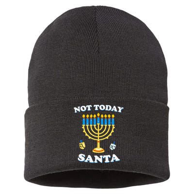 Funny Hanukkah Not Today Santa Jewish Chanukah Sustainable Knit Beanie