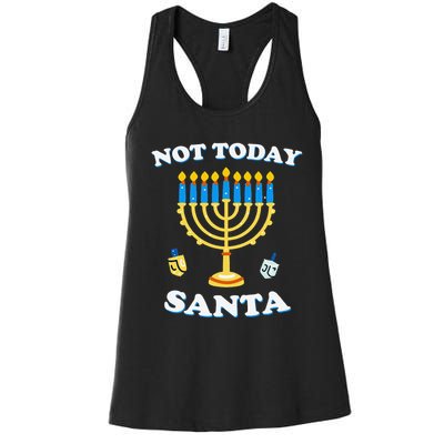 Funny Hanukkah Not Today Santa Jewish Chanukah Women's Racerback Tank