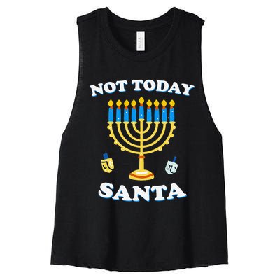 Funny Hanukkah Not Today Santa Jewish Chanukah Women's Racerback Cropped Tank