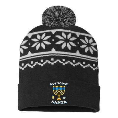 Funny Hanukkah Not Today Santa Jewish Chanukah USA-Made Snowflake Beanie