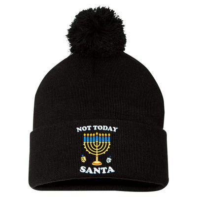 Funny Hanukkah Not Today Santa Jewish Chanukah Pom Pom 12in Knit Beanie