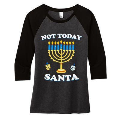 Funny Hanukkah Not Today Santa Jewish Chanukah Women's Tri-Blend 3/4-Sleeve Raglan Shirt