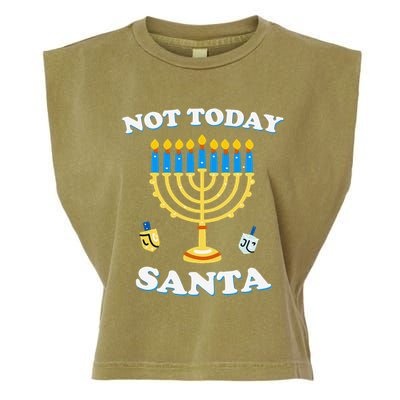 Funny Hanukkah Not Today Santa Jewish Chanukah Garment-Dyed Women's Muscle Tee