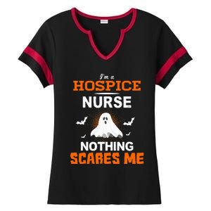 Funny Hospice Nurse Halloween ER RN Nursing Gift Ladies Halftime Notch Neck Tee