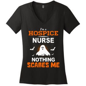 Funny Hospice Nurse Halloween ER RN Nursing Gift Women's V-Neck T-Shirt