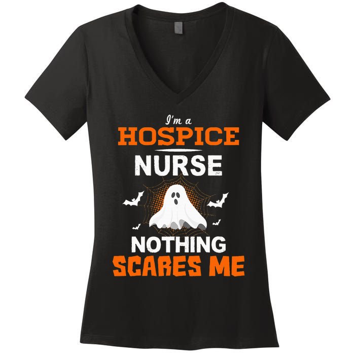 Funny Hospice Nurse Halloween ER RN Nursing Gift Women's V-Neck T-Shirt