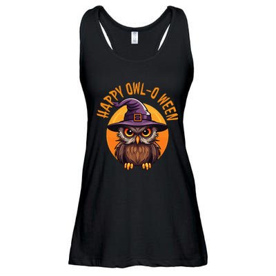 Funny Halloween Owl Design Happy Owloween For Bird Lovers Ladies Essential Flowy Tank