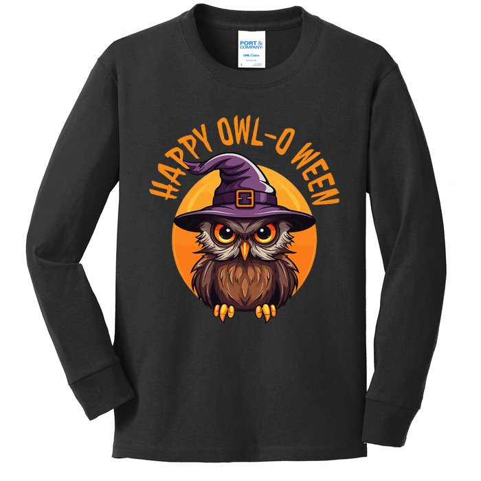 Funny Halloween Owl Design Happy Owloween For Bird Lovers Kids Long Sleeve Shirt