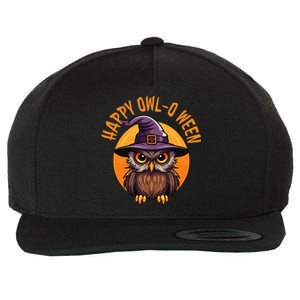 Funny Halloween Owl Design Happy Owloween For Bird Lovers Wool Snapback Cap