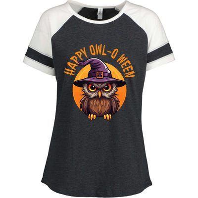 Funny Halloween Owl Design Happy Owloween For Bird Lovers Enza Ladies Jersey Colorblock Tee