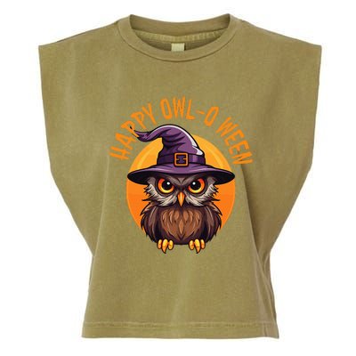 Funny Halloween Owl Design Happy Owloween For Bird Lovers Garment-Dyed Women's Muscle Tee