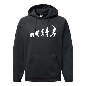 Funny History of Cricket Lover Gifts Evolution Of Cricket Performance Fleece Hoodie