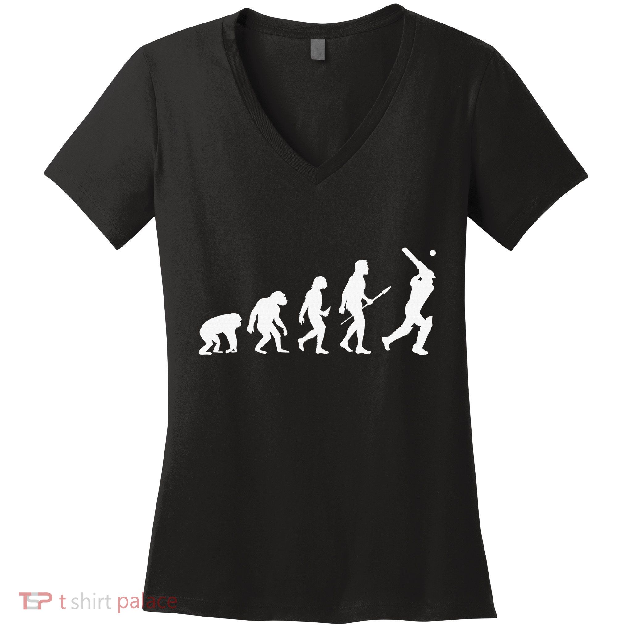 Funny History of Cricket Lover Gifts Evolution Of Cricket Women's V-Neck T-Shirt