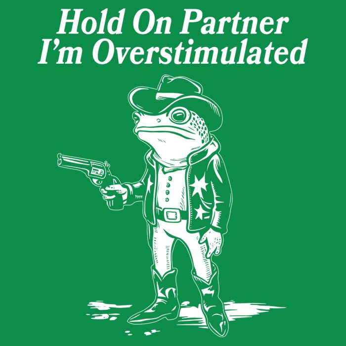 Funny Hold On Partner Im Overstimulated Western Cowboy Frog Toad Full Zip Hoodie