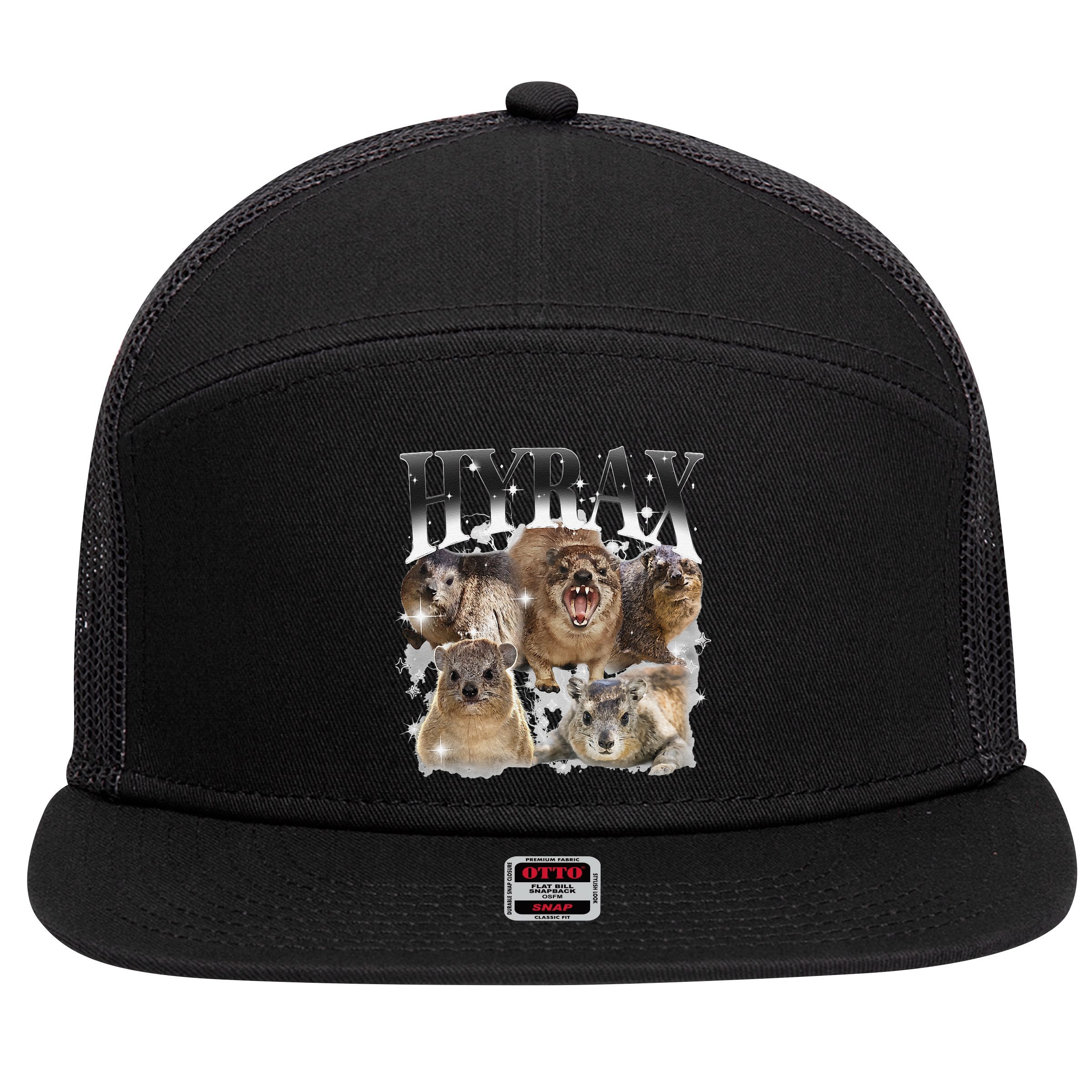 Funny Hyrax Oddly Specific Meme Animal For Family 7 Panel Mesh Trucker Snapback Hat
