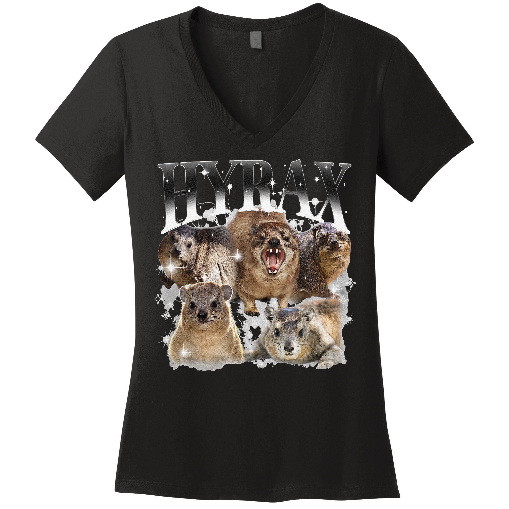 Funny Hyrax Oddly Specific Meme Animal For Family Women's V-Neck T-Shirt