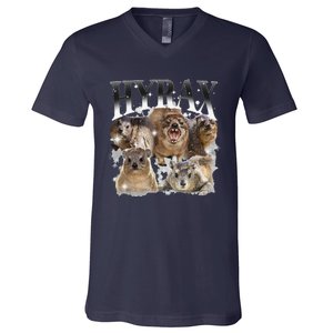 Funny Hyrax Oddly Specific Meme Animal For Family V-Neck T-Shirt