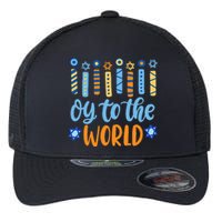 Funny Hanukkah Oy To The World Menorah Flexfit Unipanel Trucker Cap