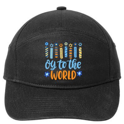 Funny Hanukkah Oy To The World Menorah 7-Panel Snapback Hat