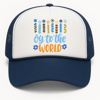 Funny Hanukkah Oy To The World Menorah Trucker Hat