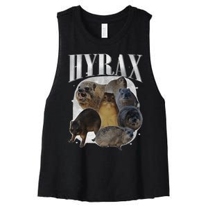 Funny Hyrax Oddly Specific Meme Animal For Family Gift Women's Racerback Cropped Tank