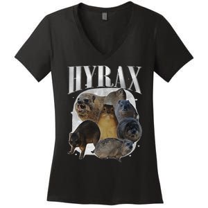 Funny Hyrax Oddly Specific Meme Animal For Family Gift Women's V-Neck T-Shirt