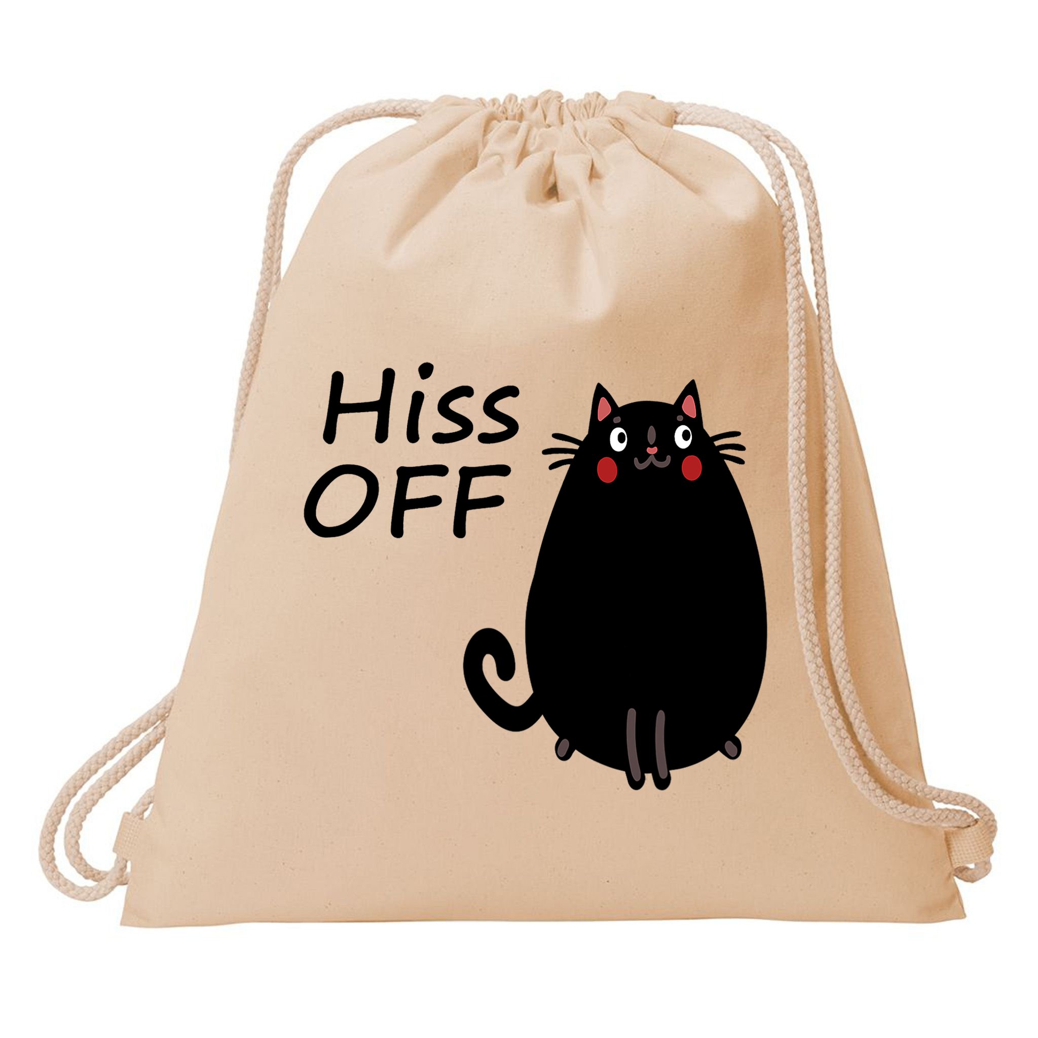 Funny Hiss Off Cat Lovers Quote Drawstring Bag