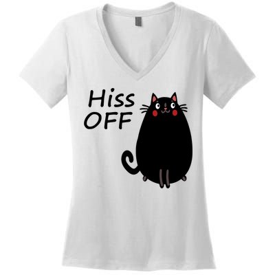 Funny Hiss Off Cat Lovers Quote Women's V-Neck T-Shirt