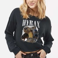 Funny Hyrax Oddly Specific Meme Animal For Family Cropped Pullover Crew