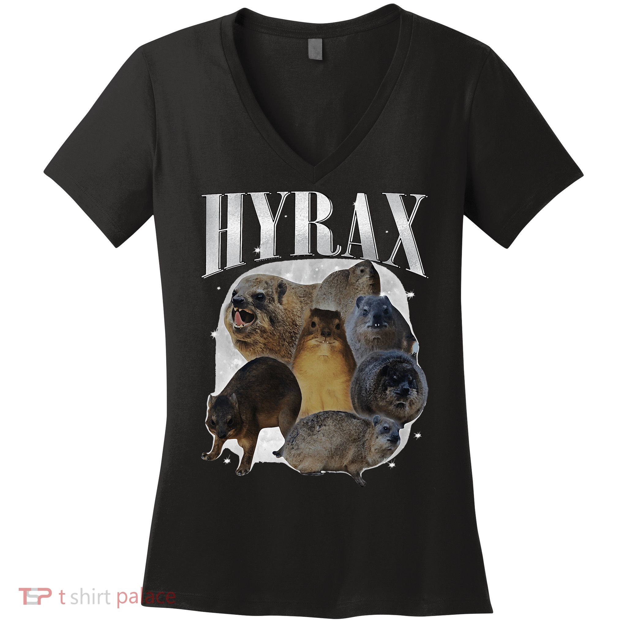 Funny Hyrax Oddly Specific Meme Animal For Family Women's V-Neck T-Shirt