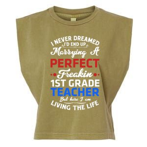 Funny Husband Of The 1St Grade Teacher Gift Garment-Dyed Women's Muscle Tee