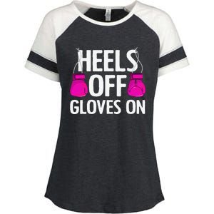 Funny Heels Off Gloves On Art For Women Kickboxing Lover Enza Ladies Jersey Colorblock Tee