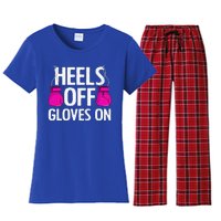 Funny Heels Off Gloves On Art For Women Kickboxing Lover Women's Flannel Pajama Set