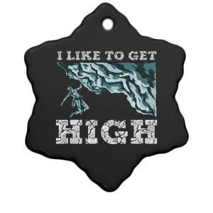 Funny High On Mountain Climbing Rock Bouldering Ceramic Star Ornament