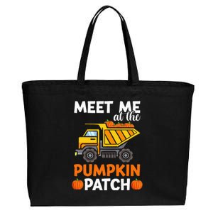 Fall Harvest Pumpkin Truck Cotton Canvas Jumbo Tote