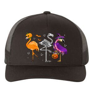 Flamingoween Halloween Pink Flamingo Costume Skeleton Witch Yupoong Adult 5-Panel Trucker Hat