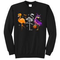 Flamingoween Halloween Pink Flamingo Costume Skeleton Witch Sweatshirt