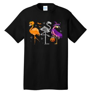 Flamingoween Halloween Pink Flamingo Costume Skeleton Witch Tall T-Shirt