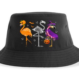 Flamingoween Halloween Pink Flamingo Costume Skeleton Witch Sustainable Bucket Hat